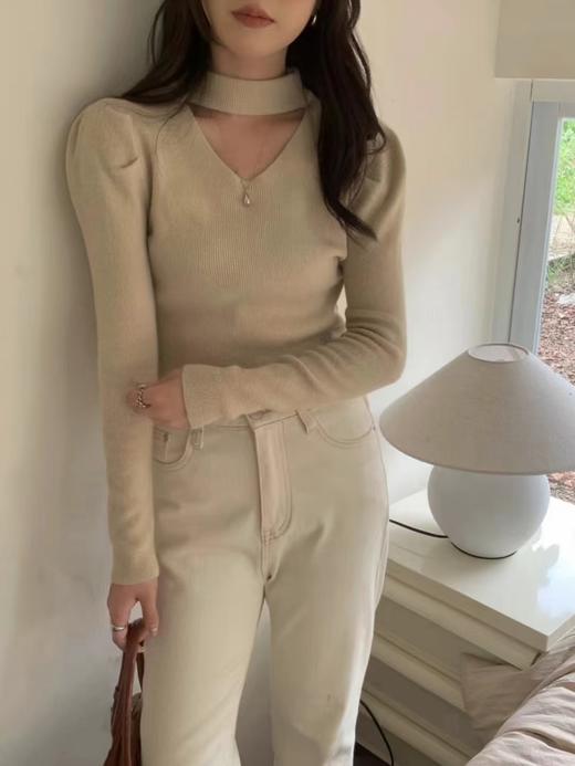 【直播专供】ENJOY冬季挂脖镂空设计长袖针织 155408908 商品图0