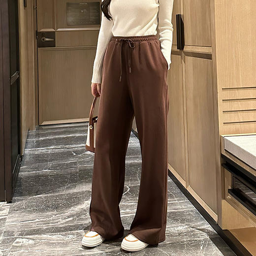 【清仓69】奢姿2024年秋季新款大码女装复古遮肉裤子胖妹妹系绳直筒休闲裤9943569015 商品图0