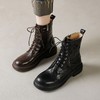 【预售5天】法式内侧拉链系带马丁靴秋冬新款羊羔毛保暖复古显瘦圆头平底短靴女NGMZR&7965 商品缩略图4