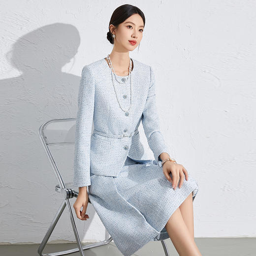 编织花呢收腰小香风套装微胖高级感短外套 商品图1