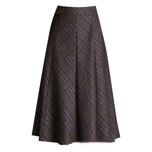 MYX-8090-18690-L格纹中长款通勤时尚半身裙2024年秋冬款高腰百褶大摆裙气质A字裙 商品图4