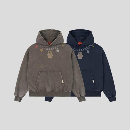 GOODBAI GOODEES爱心姜饼人项链印花做旧连帽卫衣 商品图1