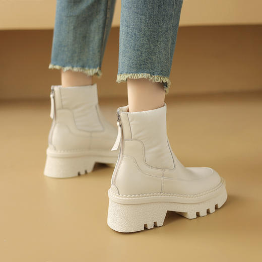 【极寒靴】【羊毛加羽绒棉】阿么手工女鞋时尚厚底短靴女6CM加厚百搭 商品图4