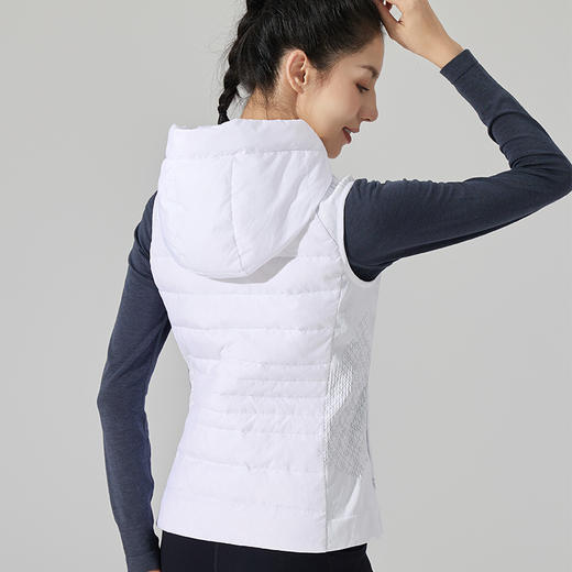 Leorrey/乐拉跑步保暖户外立领带帽显瘦秋冬白鸭绒羽绒服运动马甲 商品图1