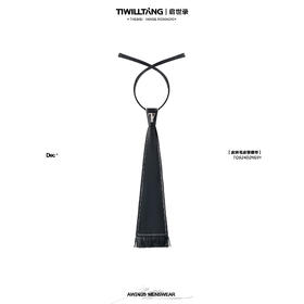 启世录TIWILLTANG“御面镜绒”金属T标皮毛拼接可调节流苏领带