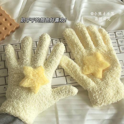 「9.9元到手！珊瑚绒手套」新款珊瑚绒学生星星毛绒保暖手套海狸防风实用女冬季可爱分指手套配饰 商品图1