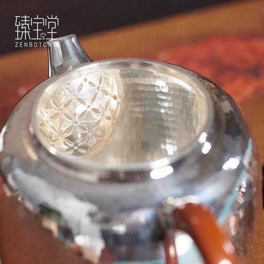 【样品特惠7折，仅1件，无货退款】臻宝堂银壶纯银999泡茶壶家用德钟小壶纯手工锤纹中式高端足银壶德钟（规矩锤纹）150ml 商品图3