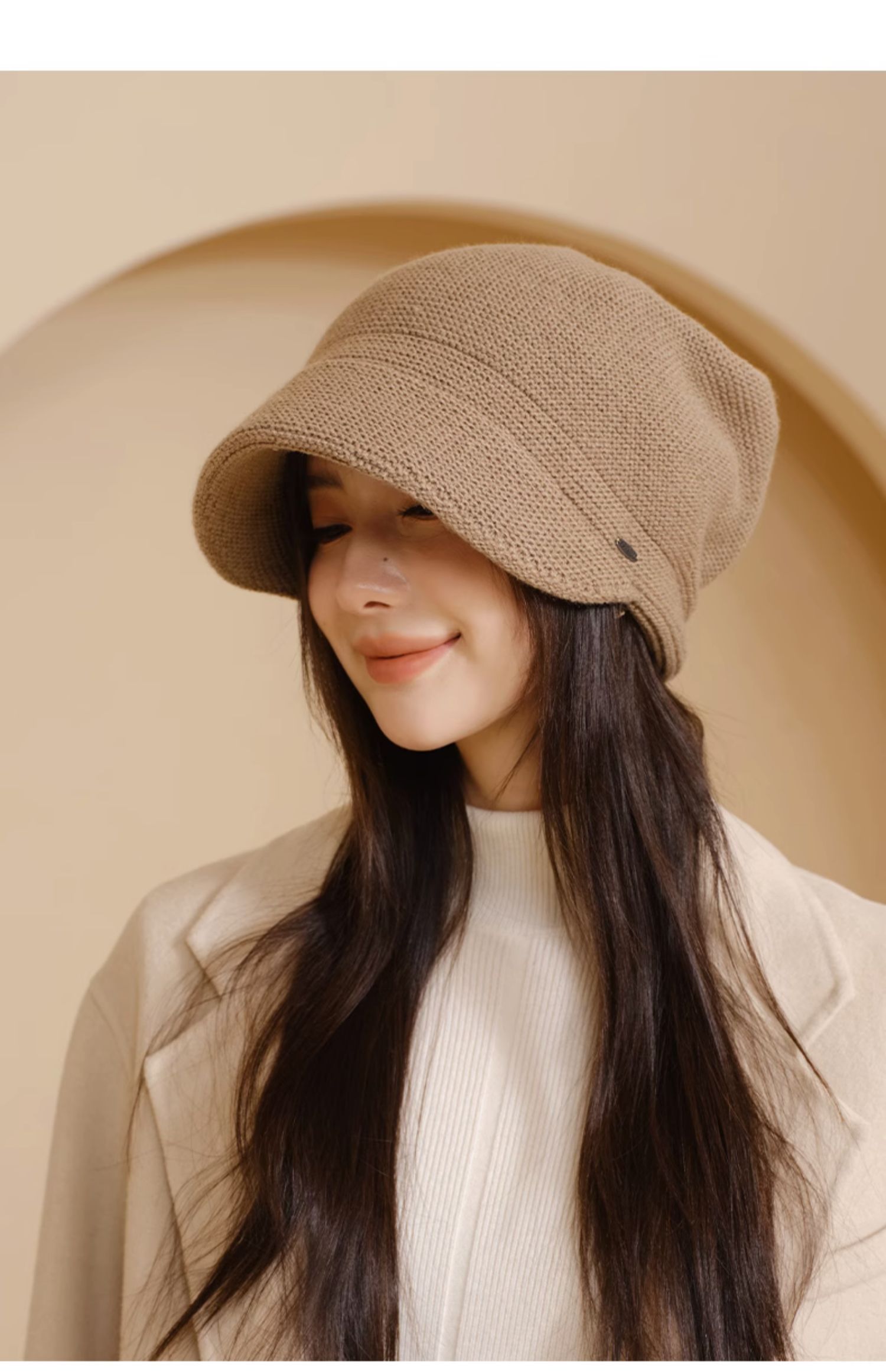 cacusscacuss秋冬款大头围针织帽秋冬女款堆堆粗毛线帽保暖帽子户外