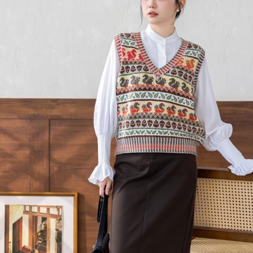 苏苏姐家松鼠提花背心手工DIY手编棒针羊毛毛线团上衣自制材料包 商品图2