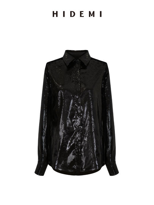 HIDEMI 节日系列艺术软雕塑感流苏黑色亮面极简设计感挂脖背心衬衫半身裙三件套  挂脖露背背心/衬衫/半身裙 商品图13