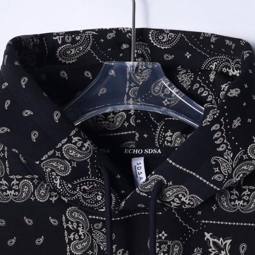 WY861秋冬季新款时尚个性街头复古腰果花满印连帽卫衣情侣宽松潮流上衣 商品图2