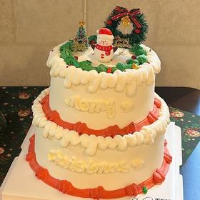 【圣诞雪人双层创意蛋糕】