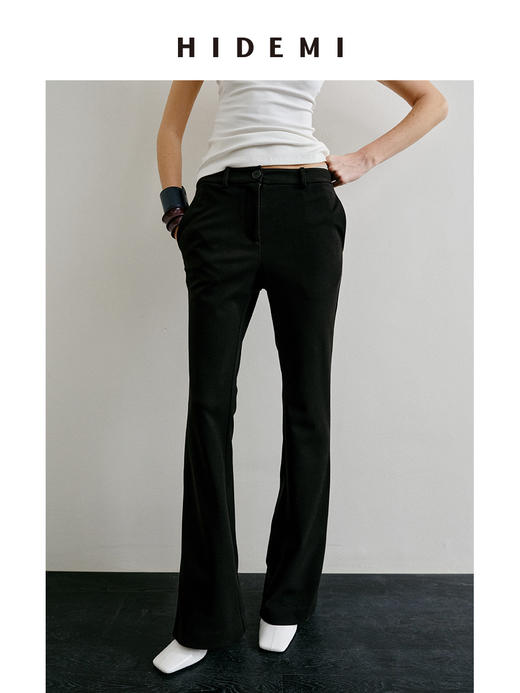 HIDEMI节日系列极简中腰款微宽松喇叭长裤超显瘦神裤 商品图0