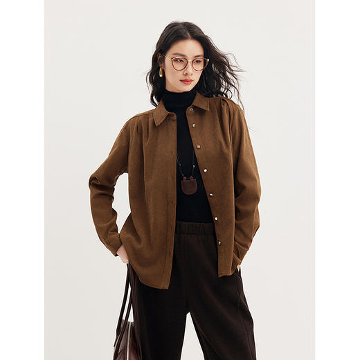 棉仓357604004-珊瑚绒金扣衬衫 商品图1