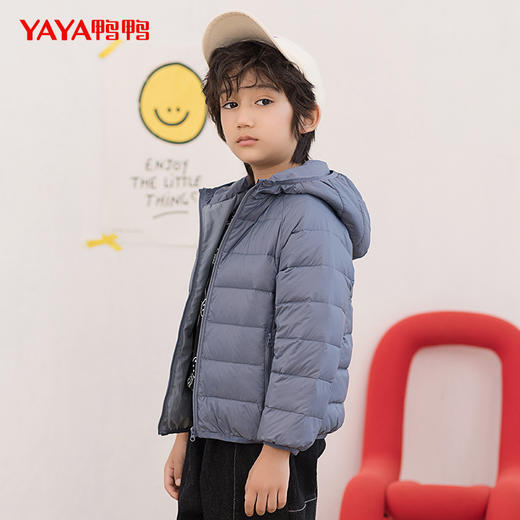 鸭鸭儿童羽绒服男女孩2024年秋冬季新品连帽纯色百搭轻薄鸭绒外套 商品图0