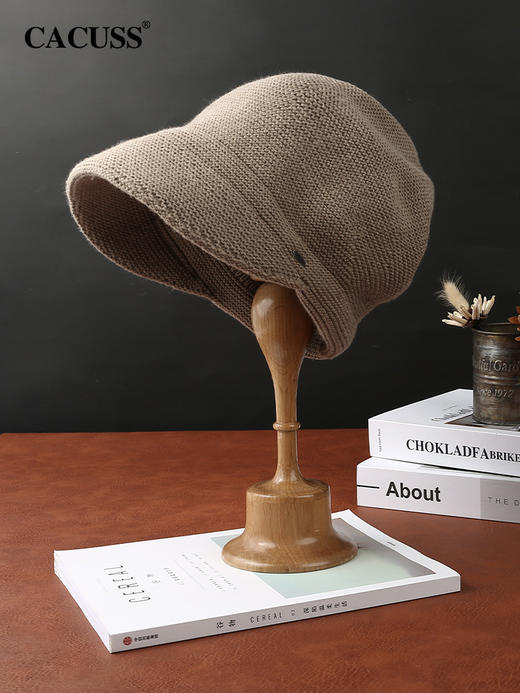 【CACUSS】cacuss秋冬款大头围针织帽秋冬女款堆堆粗毛线帽保暖帽子户外冷帽显脸小 商品图3