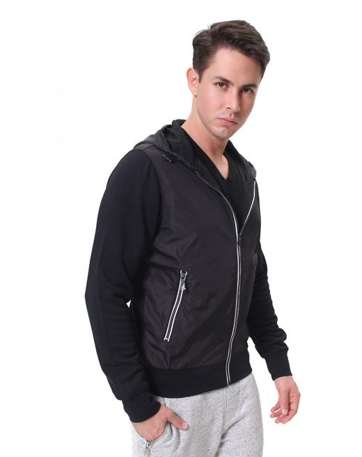 K3268H003A990XL KENT&CURWEN 男款黑色拼接拉链连帽纯棉夹克 商品图2