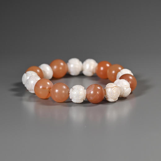 清代宫廷风团寿纹珍珠+红玛瑙手串 商品图5