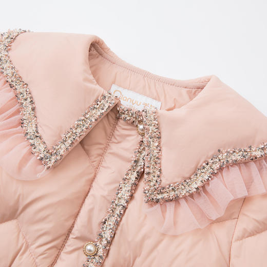 笛莎千与2024冬季新款男女童同款甜美翻领小香风中长款羽绒服 商品图3