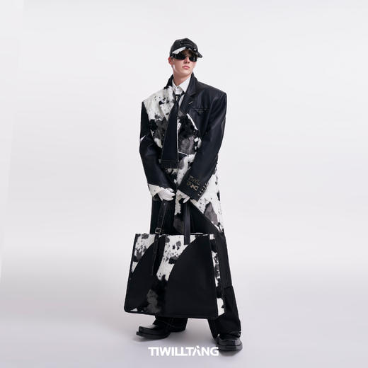 启世录TIWILLTANG“御面镜绒”金属T标皮毛拼接可调节流苏领带 商品图4