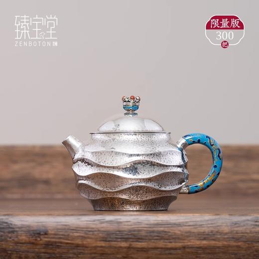 臻宝堂银壶999纯银泡茶壶纯手工锤纹小壶花丝摘家用中式足银茶具容天金流壶120ml 商品图1
