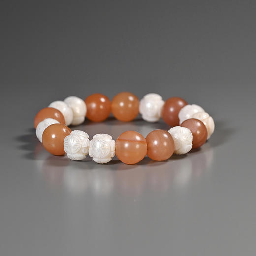 清代宫廷风团寿纹珍珠+红玛瑙手串 商品图4