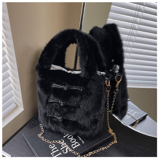 售完不补【敦煌盘扣毛绒包包】敦煌文艺毛绒包秋冬毛绒单肩斜挎随身小包包收纳包 商品图1