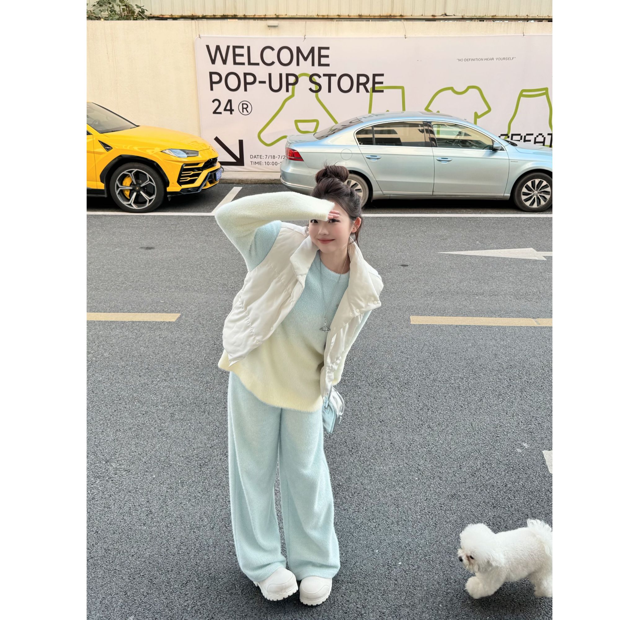 2024新品  蕾蕾同款【叠穿主义】纯色立领短款羽绒工字马甲背心外套