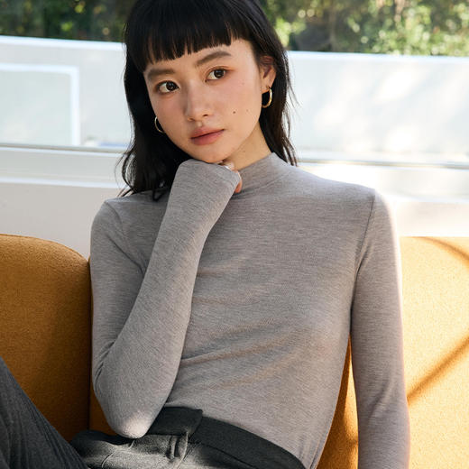 「从“绒”入冬！柔软治愈」天丝打底衫女新款半高领秋冬羊毛保暖针织衫高级感薄款长袖T恤上衣 商品图2