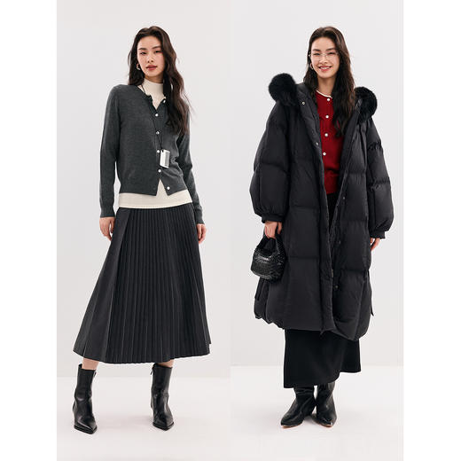 棉仓356605025-撞色边假两件长袖开衫 MIU系含羊毛针织衫简约正肩早秋外套 商品图3