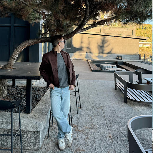 【顺丰包邮】12409 洛诗琳秋冬新款中古绒面立领夹克男士外套1021 商品图3