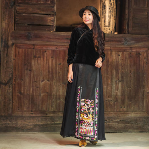 【林栖设计小店】麒麟真丝改良马面裙国潮绣花香云纱2025春季新品长裙女1951132 商品图2