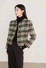 ANSUABEL 绿棕色格纹圆领小香风外套 17721 商品缩略图0