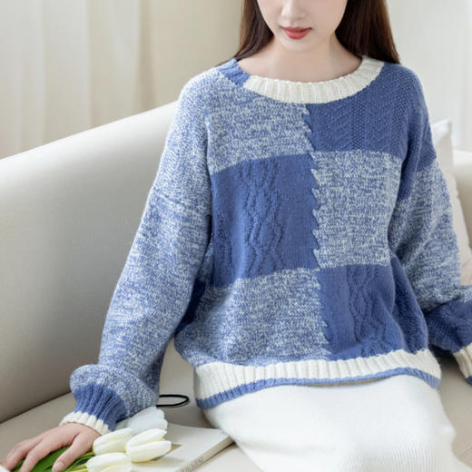 苏苏姐家浅风拼布毛衣手工DIY棒针编织上衣毛线团衣服材料包 商品图3