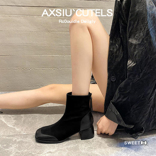 【成人鞋服|成人粗跟短靴合集】内里软糯舒适,透气性高,不易臭脚捂脚，耐磨软橡胶做底，搭配特制防滑纹路，上脚稳稳的，逛街走路不易累脚，舒适厚底个性感十足，出行搭配无压力 商品图7