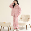 洁丽雅棉质女士大码翻领家居服个性印花舒适亲肤长袖长裤套装 商品缩略图2