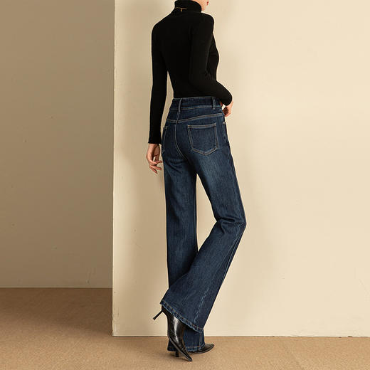【高货rg】全新升级【铂金会员220/天猫289/差价69】(33526) 洛诗琳直筒加绒牛仔裤女2024冬季宽松新款显瘦高腰阔腿裤 商品图4