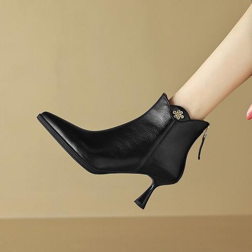 【预售5天】法式尖头细高跟显瘦靴修腿型显瘦气质款短靴里外头层时尚百搭女靴NDXC&6782 商品图4