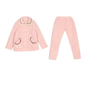 都市丽人女士加厚夹棉套装家居服长袖长裤法兰绒夹棉秋冬睡衣LHT1G7