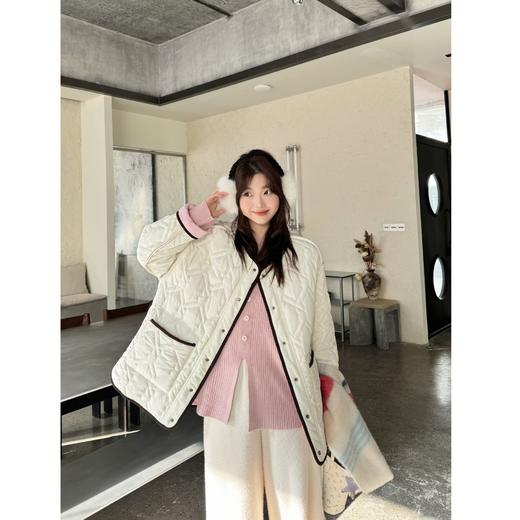 2024新品  蕾蕾同款【自在零压感！】宽松菱形格撞色拼接包边圆领显瘦棉服外套 商品图1