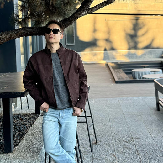 【顺丰包邮】12409 洛诗琳秋冬新款中古绒面立领夹克男士外套1021 商品图0