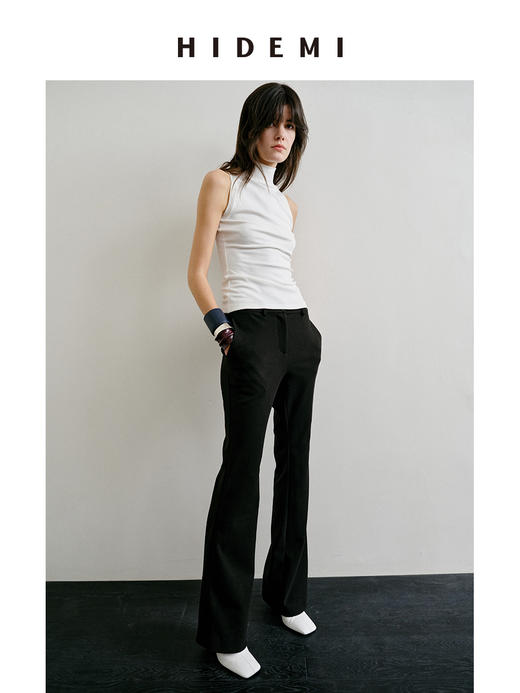 HIDEMI节日系列极简中腰款微宽松喇叭长裤超显瘦神裤 商品图3