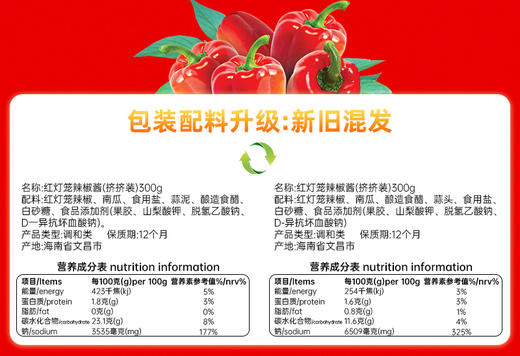 红灯笼辣椒酱300g*2挤挤装 厨房调味 商品图2