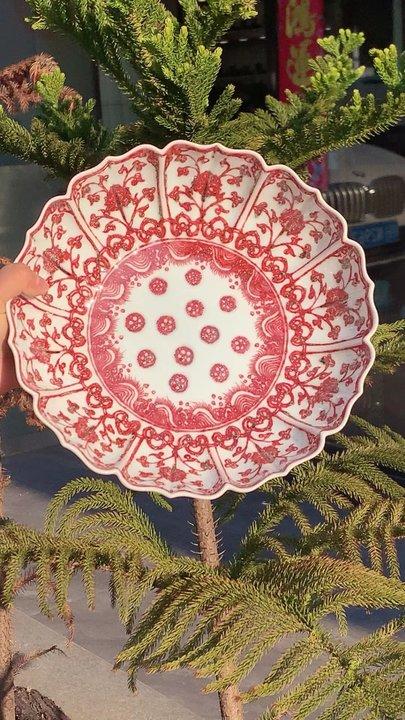 缠枝莲如意葵口大果盘 商品图0