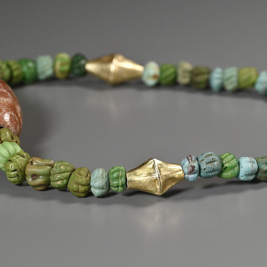 远古生物化石珠+古罗马压花琉璃珠项链 商品图7