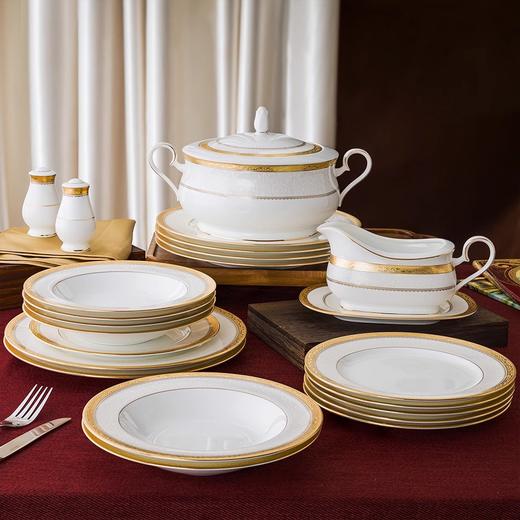 【特惠清仓3折，仅1套，无货退款】Noritake则武 ODESSA欧式骨瓷家用餐具套装民宿餐厅中式碗盘套组则武32头中餐具套装（金色） 商品图2