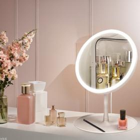 「三色可调节灯！看见真实美」化妆镜子台式桌面led带灯补光充电梳妆可旋转宿舍居家日用网红少女心ins风