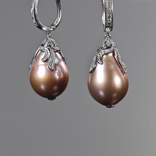 现代粉色巴洛克珍珠耳环 商品图2