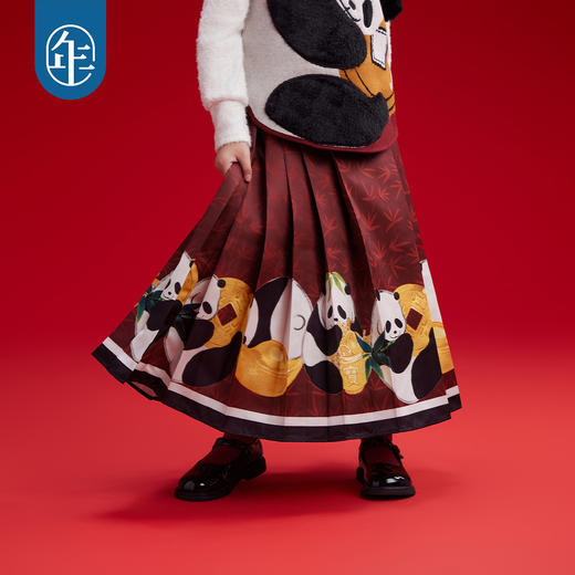 年衣童装女童马面裙新款儿童秋冬半身裙中式唐装汉服拜年服抱富马面裙 商品图1