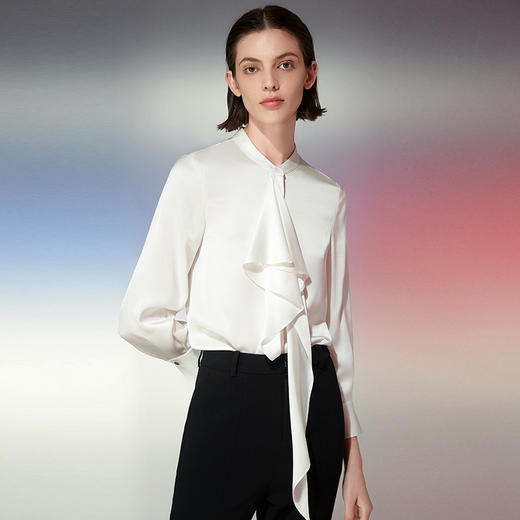 EITIE爱特爱春季新款时尚通勤职业百搭显瘦飘带上衣衬衫7709402 商品图3
